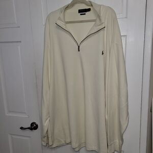 Polo Ralph Lauren Estate Rib- 3 Qrtr Zip Sweater- Men's Big & Tall- 4XLT  Cream